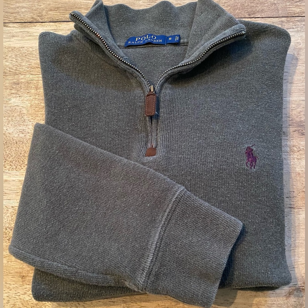 Polo by Ralph Lauren Men’s Size Small Army‎ Green Quarter Zip Pullover Sweater